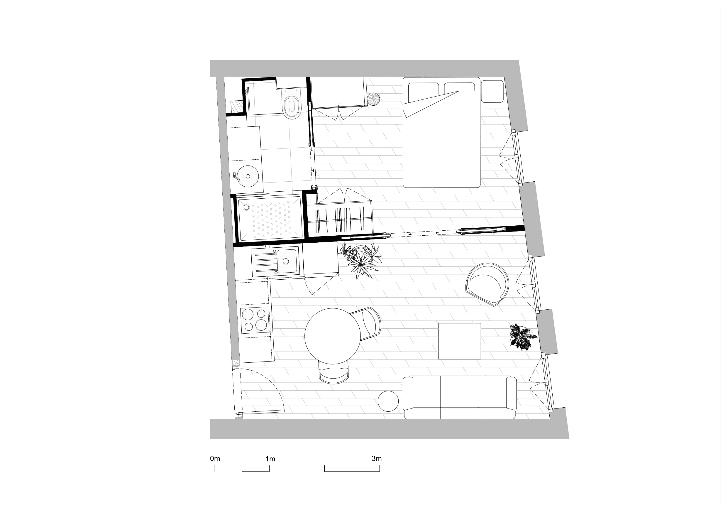 Plan studio après aménagement par l'agence Lacoste & Thieulin