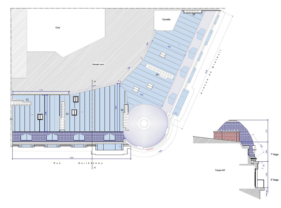 Plan réfection toiture par l'agence Lacoste & Thieulin